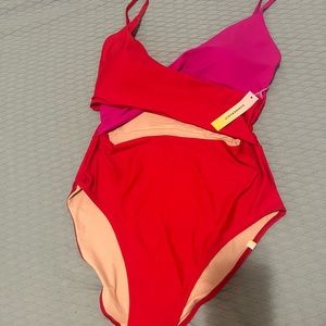 Summersalt Bold Red and Magenta One Piece Swimsuit